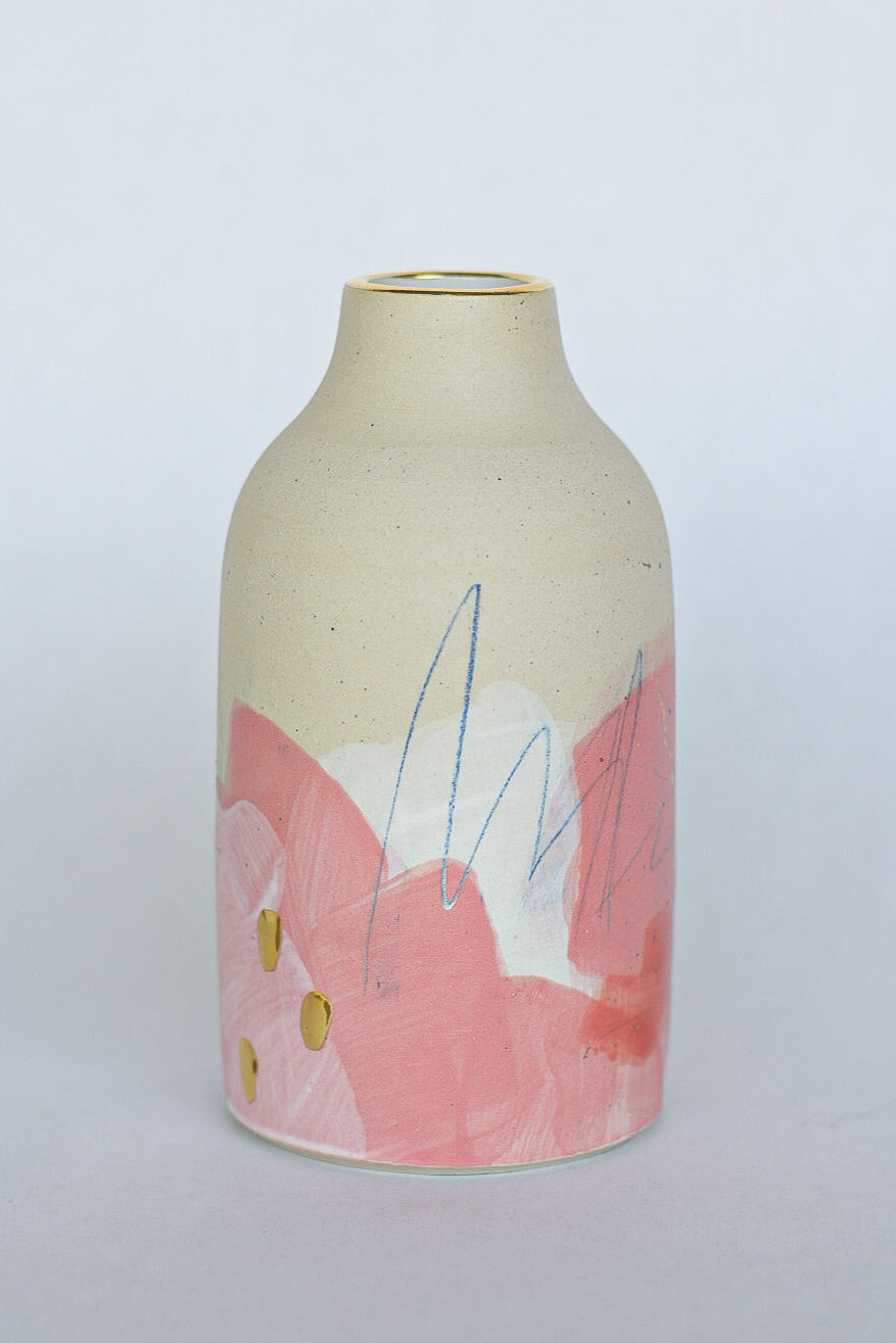 Vase // Hot Pink, Blue, Gold