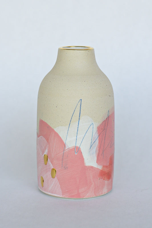 Vase // Hot Pink, Blue, Gold