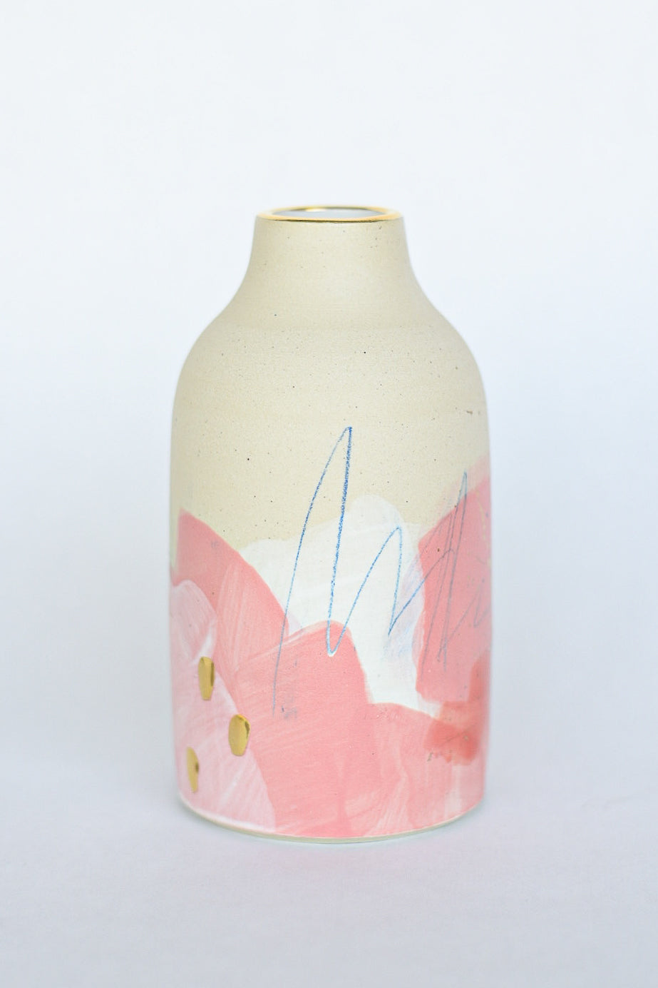 Vase // Hot Pink, Blue, Gold