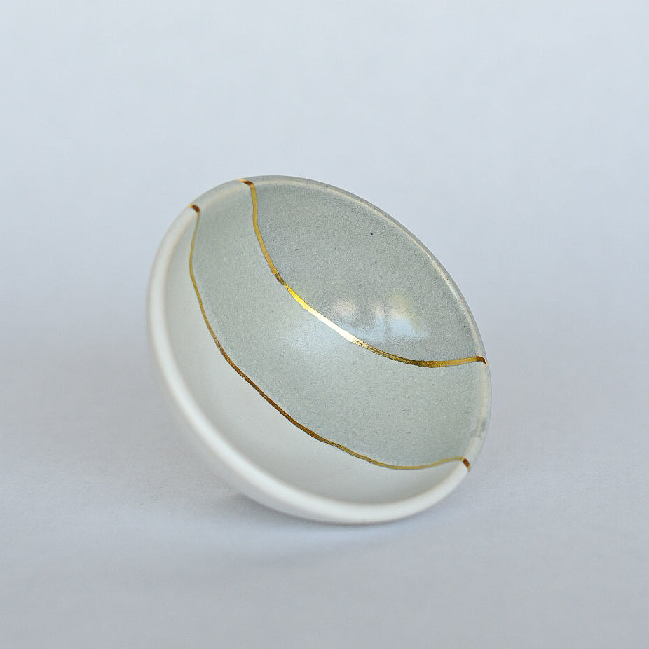Small Dish // Grey, White, Gold