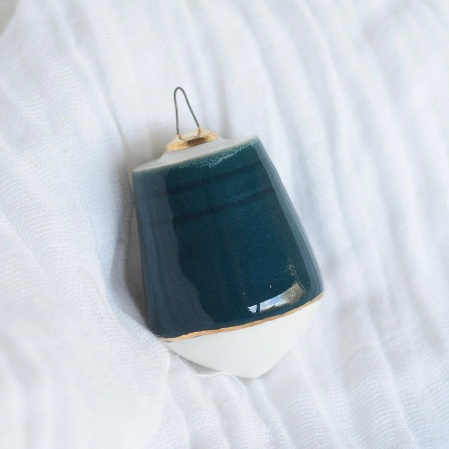 Ornament // Teal, White, Gold