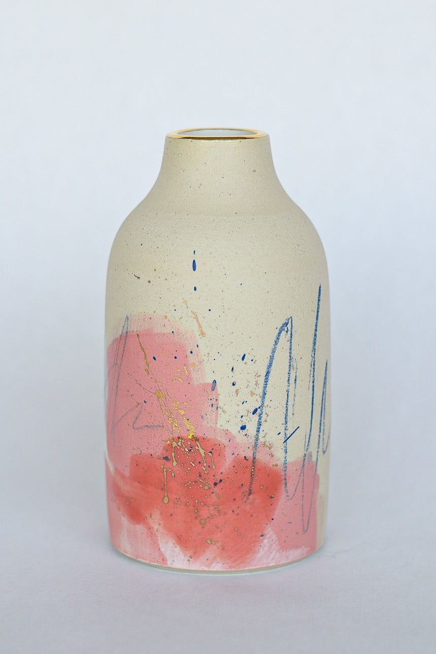 Vase // Hot Pink, Blue, Gold