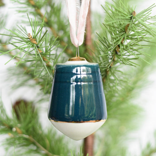 Ornament // Teal, White, Gold